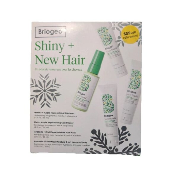 Briogeo Shiny + New Hair 4pc Set (2oz) shampoo-conditioner-mask-leave in. New - Picture 1 of 4